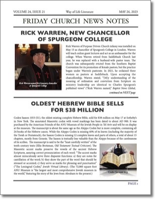 Friday Church News